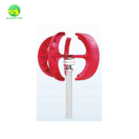 Nouvelle conception de mini-éolienne à axe vertical 100W-300W 12V/24V pour éclairage de rue et panneaux solaires, type lanterne rouge en acier inoxydable