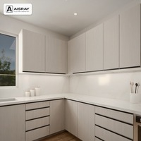 Meubles de cuisine stratifiés pour villa au design moderne, aménagement en U, dimensions personnalisées, livraison en kit et commandes pour projets