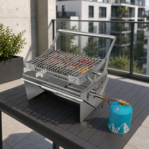 <span class=keywords><strong>Barbecue</strong></span> à <span class=keywords><strong>charbon</strong></span> de bois et à gaz, <span class=keywords><strong>barbecue</strong></span> rotatif portable pliable, foyer à gaz pour le camping, les barbecues et les pique-niques - Product Image 6