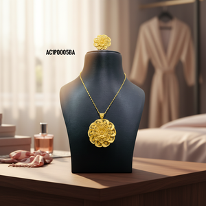 Nouveau collier pendentif en forme de fleur plaqué or 24 carats avec chaîne à maillons pour femmes, idéal pour les soirées et la mode - Product Image 3