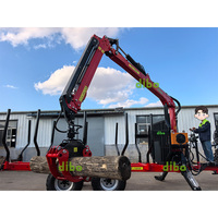 Machine agricole hydraulique pour scierie avec certification CE TUV, grappin à bois de 7,8 m avec remorque à grumes haute capacité de 12 à 14 tonnes