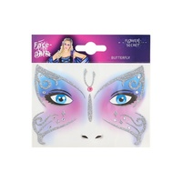Autocollants pour le visage en forme de gemmes, sorcières, araignées et papillons - Style imprimé léopard simple, tatouages de maquillage pour fête d'Halloween