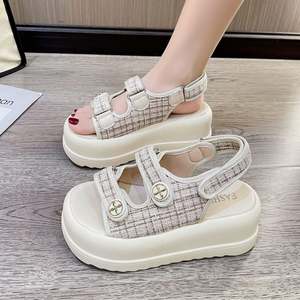 Thick Soled Small Fragrant <strong>Sandals</strong> for <strong>Women</strong> 2025 New Style Sponge Cake Versatile Velcro <strong>Sports</strong> and Casual Roman Beach Shoes - Product Image 2