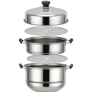 Casserole <span class=keywords><strong>vapeur</strong></span> multifonction à 3 niveaux en acier inoxydable épaissi avec couvercle en <span class=keywords><strong>verre</strong></span>, compatible lave-vaisselle, cuisinière à <span class=keywords><strong>vapeur</strong></span> au gaz - Product Image 1