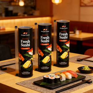 บรรจุภัณฑ์ซูชิแบบสั่งทำพิเศษ Sprintpackage  บรรจุภัณฑ์กล่องทรงกระบอกแบบกดเปิด  ทำจากกระดาษที่เป็นมิตรกับสิ่งแวดล้อม  สำหรับอาหาร  บรรจุภัณฑ์กล่องทรงกระบอกสำหรับซูชิ - Product Image 4