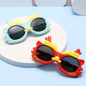 FANXUN83010 Unisex New Children's Sunglasses Cute Little Dragon Baby Sunglasses Polarized Silicone Sunscreen Cartoon Design