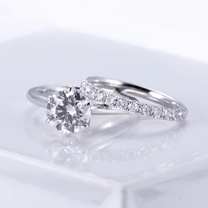 PT950 with 14k gold lab diamond ring set engagement ring set for girlfriend trendy classic set