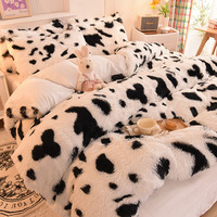 Ensemble de literie en velours moelleux de style européen et américain, couvre-lit et édredon en microfibre chaude pour l'hiver, taille king