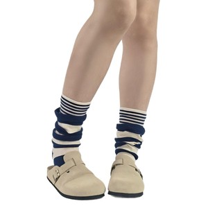 Chaussettes amples pour femmes, rayures et carreaux, en polyester, respirantes, chaudes, élégantes, pour jeunes de 18 à 40 ans, W2698 - Product Image 4