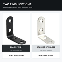 Support d'angle en L robuste en acier estampé pour meubles, fixation pour armoires de cuisine et supports d'étagères