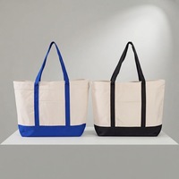 Borsa Tote in Tela da 12oz con Logo Personalizzato e Colori a Contrasto, Alta Qualità, Manici in Poliestere, Chiusura a Spalla