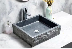 Lavabo de mármol con <span class=keywords><strong>encimera</strong></span> blanca, lavamanos <span class=keywords><strong>cuadrado</strong></span> de piedra, lavabo de granja - Product Image 6