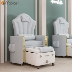 Yoocell nouvelle production bleu ciel de luxe tina para pédicure spa bol LED bain de pieds en acrylique avec roues station de pédicure