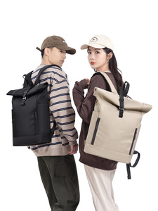 Large capacity unisex <b>roll</b>-<b>top</b> <b>backpack</b>, waterproof Oxford notebook <b>backpack</b> with durable polyester lining, suitable for leisure - Product Image 1