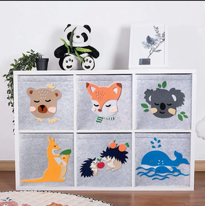 Cubo pieghevole organizzatore per bambini cartone animato con copertura di animali da scuola materna bidoni giocattolo in feltro di stoffa per la casa cesto di stoccaggio di abbigliamento - Product Image 5