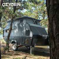 Mini caravane hybride, caravane de voyage, auvent de camping, chambre d'hiver, capacité de couchage pour 2 personnes, charge utile maximale de 2400 kg, acier