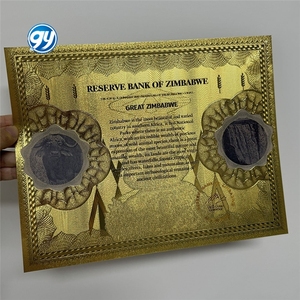 Certificado de Billete de Cien Billones de Dólares de Zimbabue con Lámina de Oro, Rollo con Número de Serie UV, Dinero Coleccionable - Product Image 2