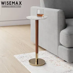 WISEMAX mobilya İtalyan lüks küçük kanepe yan masa ev oturma odası için mermer masa sehpa yuvarlak uç masa