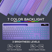 Teclado Inalámbrico OEM Silencioso de 114 Teclas con Retroiluminación RGB de 2.4G, Batería Recargable, Soporte para Teléfono, Teclas Multimedia para IOS Windows, Color Morado