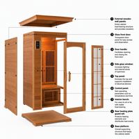 Sauna infrarouge pour 2-3 personnes, cabane modulaire en cèdre canadien, spa intérieur/extérieur pour la maison