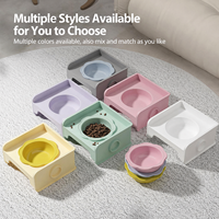 Gamelle carrée surélevée en céramique pour chat avec support à clipser, mangeoire modulaire multi-chats, protection du cou, anti-vomissement, saine