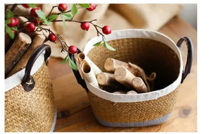 Multiuse Home <b>Storage</b> <b>Basket</b> Set Leather Handle <b>Seagrass</b> Laundry Organizer for Home Use - Product Image 5