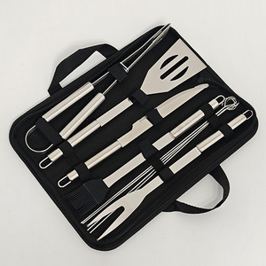 9 Piece Stainless Steel BBQ Grill Set With Portable Cloth Bag Long Handle Outdoor Grilling Tools - Product Image 1