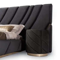 Lit moderne italien minimaliste en cuir souple pour appartement, chambre principale, lit double, meubles de maison
