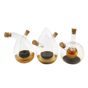 Großhandel Glas Sojasauce Essig Flasche Öl Essig Cruet 2 in 1 Küchen öl und Essig Flaschen