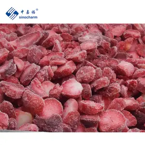 Sinocharm HACCP Red Inside Wholesale IQF Strawberry Factory Price 1kg Frozen Strawberries Straight Slice from China