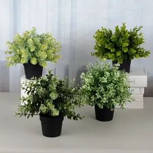 Pot bunga palsu dekorasi Natal, Pot simulasi kustom, dekorasi meja, tanaman hijau buatan