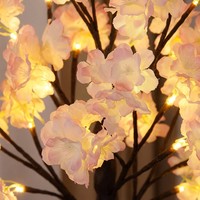 Lámpara LED de Árbol de Flores de Cerezo de 60 cm, 24 LED, Luz Blanca Cálida, Funciona con Pilas, IP44, Control por Botón, Decoración de Mesa, Luz Nocturna, Decoración del Hogar