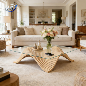 Mesa de Centro de Estilo Moderno con Superficie de Madera/Vidrio, Mueble Duradero para Sala de Estar, Diseño Personalizado, 1 Año de Garantía para Hogar, Dormitorio y Espacios Públicos - Product Image 2