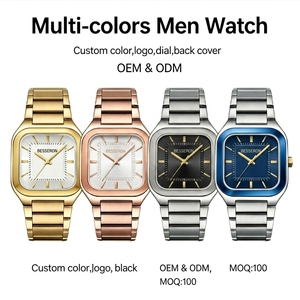 Montre à quartz pour homme BESSERON personnalisée, boîtier octogonal en acier inoxydable 42 mm, affichage analogique de la date, bracelet de luxe avec boîte - Product Image 2