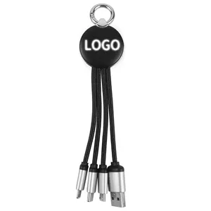 Promotional Gift Custom Charger Cable Light Up Logo Cellphone Fast Charging Cord USB LED Light Charging Cable