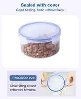 Boîtes de rangement alimentaire rondes en plastique pour la cuisine, avec logo personnalisé, étanches, à 4 verrous, pour céréales, fruits, noix, pour la maison