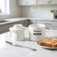 Récipient à beurre et fromage en céramique française avec logo personnalisé Beurrier en porcelaine avec couvercle