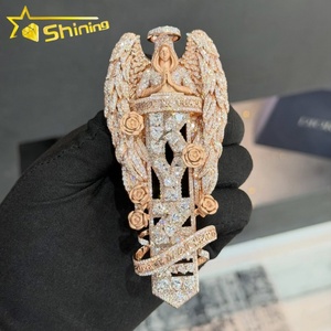 <span class=keywords><strong>Ciondolo</strong></span> commemorativo verticale con nome, in oro rosa, con diamante Moissanite VVS, realizzato a mano con eccellente maestria artigianale. - Product Image 1
