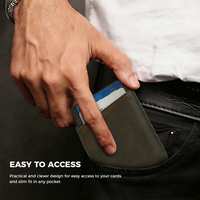 Dompet Kartu Minimalis Kulit Asli dengan Logo Kustom, Tali Elastis Kompak untuk Uang, Tempat Kartu di Saku Depan