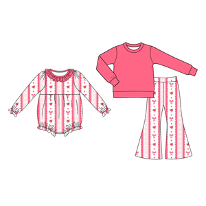 สั่งจองล่วงหน้า เสื้อเด็กผูกโบว์สีชมพูวันวาเลนไทน์ ชุดกระโปรงบานสำหรับเด็กวัยหัดเดิน ชุดรอมเปอร์ทรงบับเบิ้ล ชุดเข้าชุดสำหรับพี่น้อง ขายส่งเสื้อผ้าเด็ก - Product Image 2