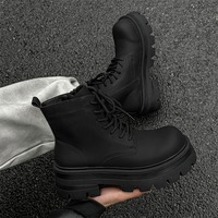 Semelle épaisse couleur noire Durable grande taille hommes cheville bottes à lacets beau classique mode chaussures habillées bottes d'hiver