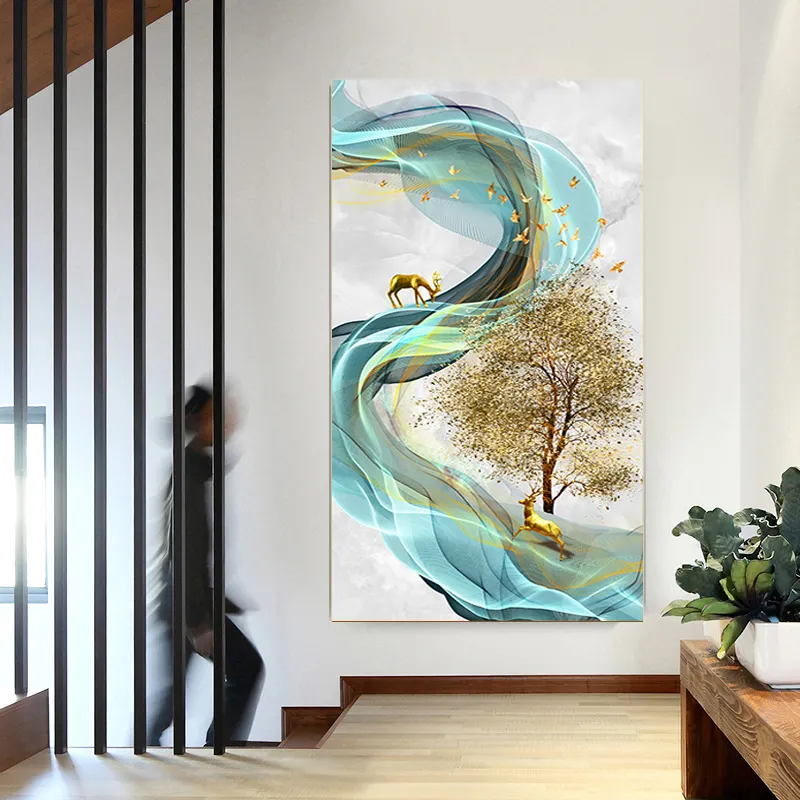 Canvas Paintings Home Decor Frame Print Poster Art Picture Wall Decoration Printed 1 Panel Modern Living Room Gold Foil Leaf