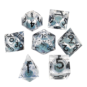 ชุดลูกเต๋าเรซิ่น 7 ชิ้น รุ่น Feeron Dragon Eye Liquid Core Glitter Polyhedral สำหรับเกมกระดานแฟนตาซีและไซไฟ Dungeons & Dragons - Product Image 5