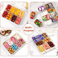 Boîte à collation avec 8 compartiments, plateau de service transparent avec couvercle et poignée, boîte de rangement transparente pour bonbons