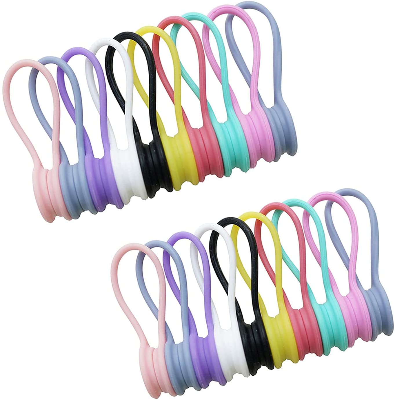 Fascette fermacavi/cinghie regolabili riutilizzabili nere da 10 m con 50 anelli e cinghia di fissaggio a gancio per la gestione dei cavi (10 m x 2 cm, nere