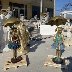 Modern tasarım antika yüzey yaşam boyutu açık peri heykeli kanat tasarımı bronz melek kız heykeli