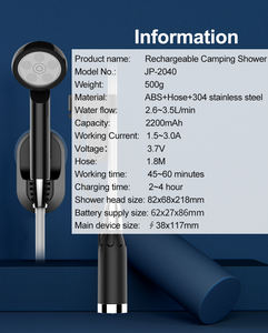Ducha Portátil Impermeable IPX8 - Funciona con Batería con Encendido/Apagado para Acampar, Playa, Jardín, Lavado de Mascotas y Autos - Product Image 6