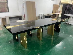 Ý Thiết kế bàn ăn lớn đặt hiện đại sang trọng phòng ăn đồ nội thất hình chữ nhật Gỗ Óc Chó gốc Veneer hàng đầu bàn ăn - Product Image 4