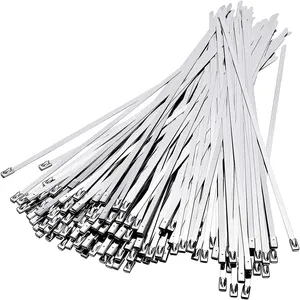 Heavy Duty 100PCS Revestido SS304 /201 Pistola De Plástico Pulverizado Metal Ball Lock Metal Auto Bloqueio Zip Tie Cabo De Aço Inoxidável TieHeav