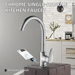 Modern Single-Hole Chrome Brass Kitchen Faucet Deck Mounted Cold Hot Water Ceramic Valve Single-Handle Single-Hole Installation - Product Image 5